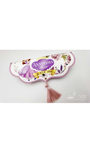 Trusou botez mov cu printese si flori Printesa Sofia 9